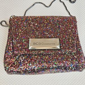 Vintage Y2K BCBG Rainbow Glitter Bag Handbag Purse Cross Body Formal Prom